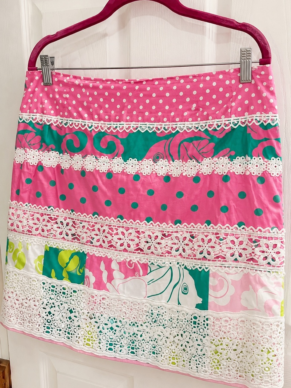 WHITE LABEL!!!! Lilly Pulitzer Pink & Green Patchwork Mini Skirt